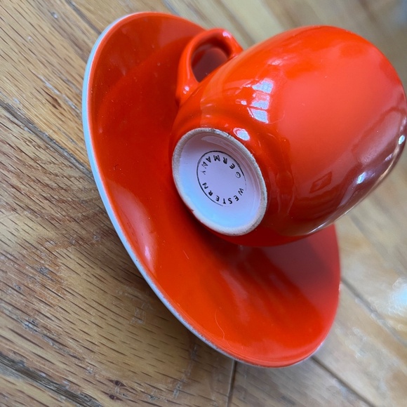 Vintage Orange Western Germany MCM Teacup and Saucer - Picture 2 of 8